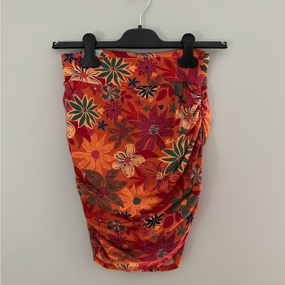 Free People Orange Floral Skirt